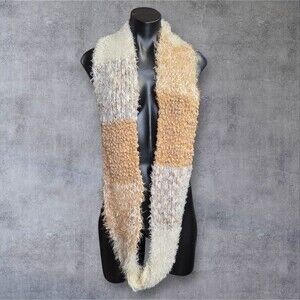 Mixit Scarf Womens One Size Cream Tan Infinity Loop Fuzzy Boucle Knit Chunky